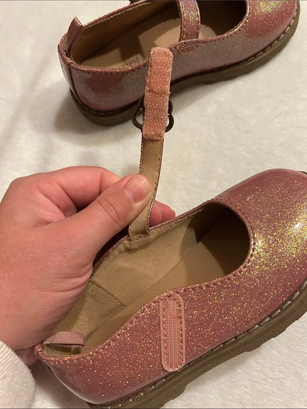 Old Navy Girls Pink Glitter Mary Jane Dress Shoes Size 8